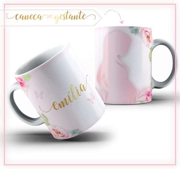 Pack Estampa Arte Caneca Gestante