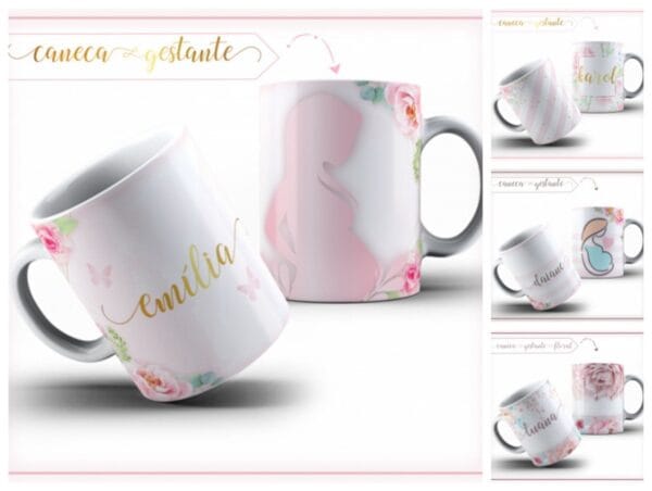 Pack Estampa Arte Caneca Gestante