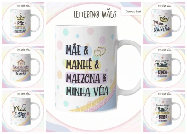 Pack Lettering Artes Canecas Dia das Mães