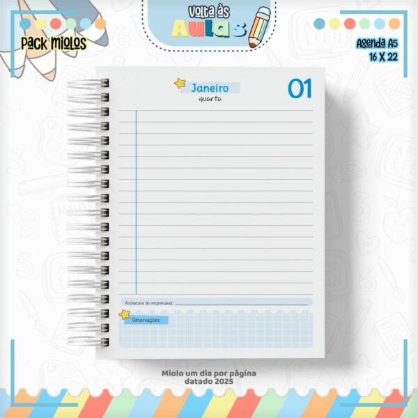 Pack Miolo Agendas Escolares A5 2025