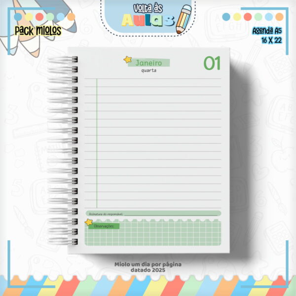 Pack Miolo Agendas Escolares A5 2025