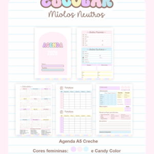 Pack Miolo Agendas Escolares Neutros 2026 - Arquivo Digital 11 Pack Miolo Agendas Escolares Neutros 2026 - Arquivo Digital
