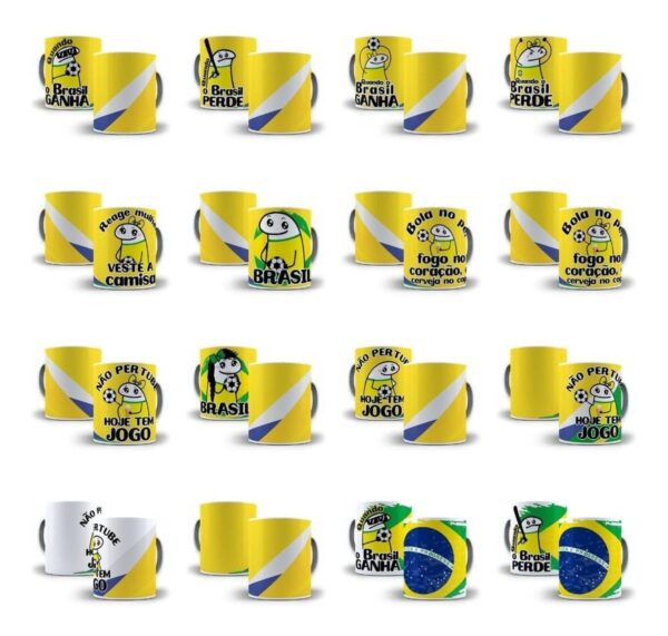 Pacote Artes Caneca Brasil Torcedor Flork 50 Arquivos Png