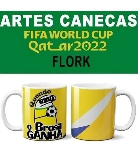 Pacote Artes Caneca Brasil Torcedor Flork 50 Arquivos Png