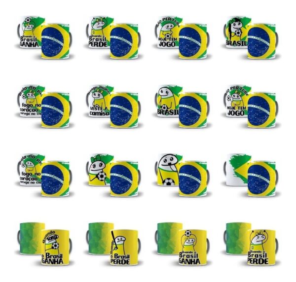 Pacote Artes Caneca Brasil Torcedor Flork 50 Arquivos Png