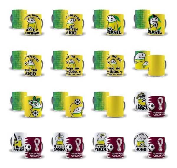 Pacote Artes Caneca Brasil Torcedor Flork 50 Arquivos Png