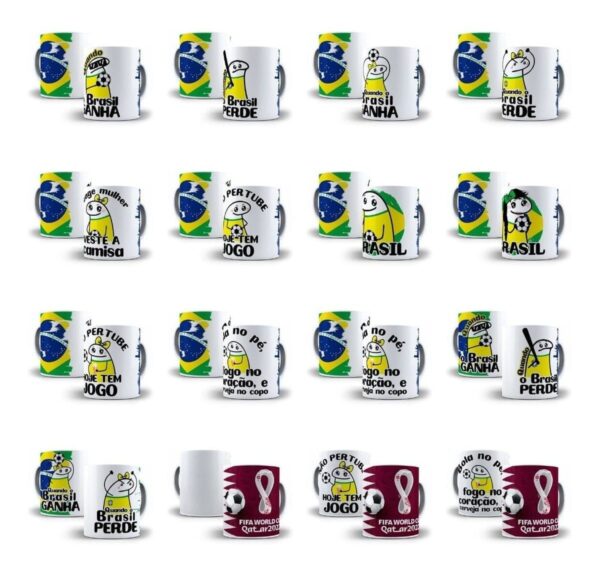 Pacote Artes Caneca Brasil Torcedor Flork 50 Arquivos Png