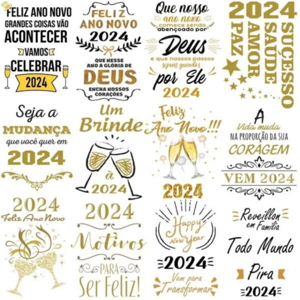Pacote Artes Réveillon 2024 Sublimação - Png e Corel