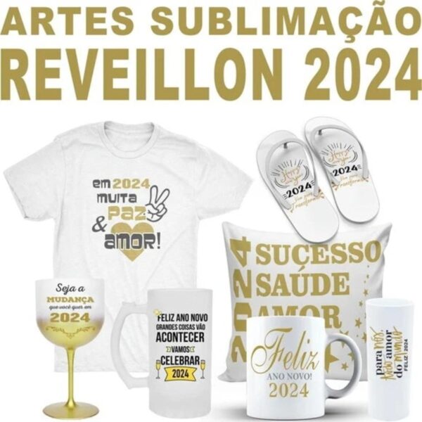 Pacote Artes Réveillon 2024 Sublimação - Png e Corel