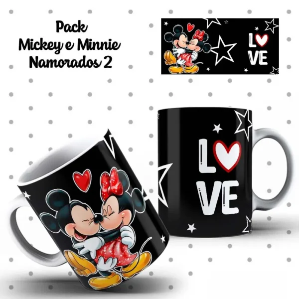 Pacote de Artes para Caneca de Namorados Mickey e Minnie