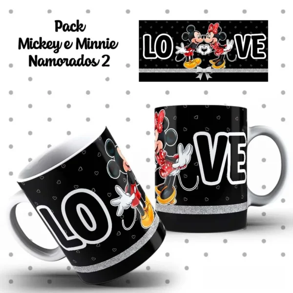 Pacote de Artes para Caneca de Namorados Mickey e Minnie