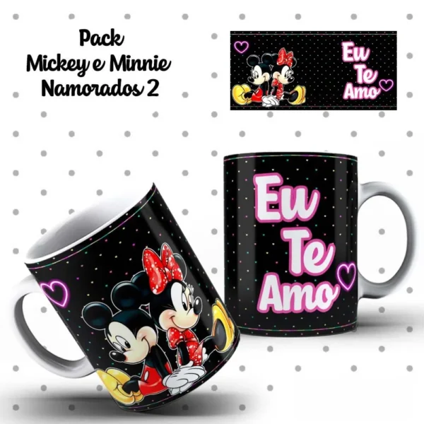 Pacote de Artes para Caneca de Namorados Mickey e Minnie