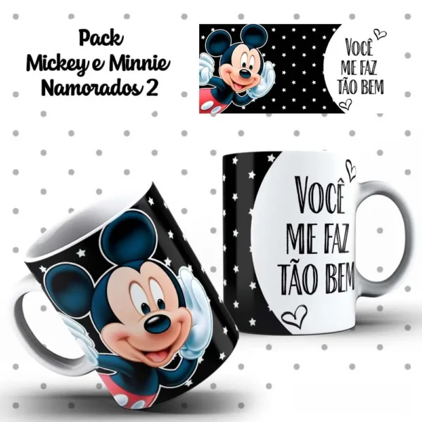 Pacote de Artes para Caneca de Namorados Mickey e Minnie