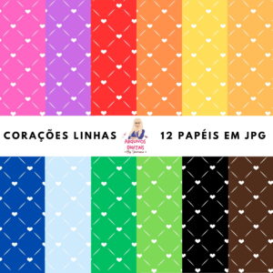 Papéis Digitais Corações Linhas - Jpg