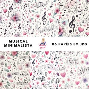 Papéis Digitais Musical Minimalista - Jpeg
