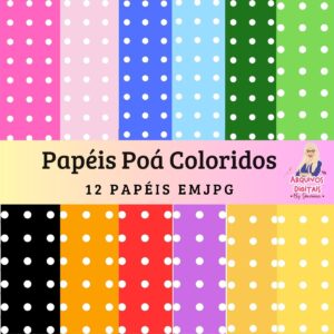 Papéis Digitais Poá Fundos Coloridos - Jpg