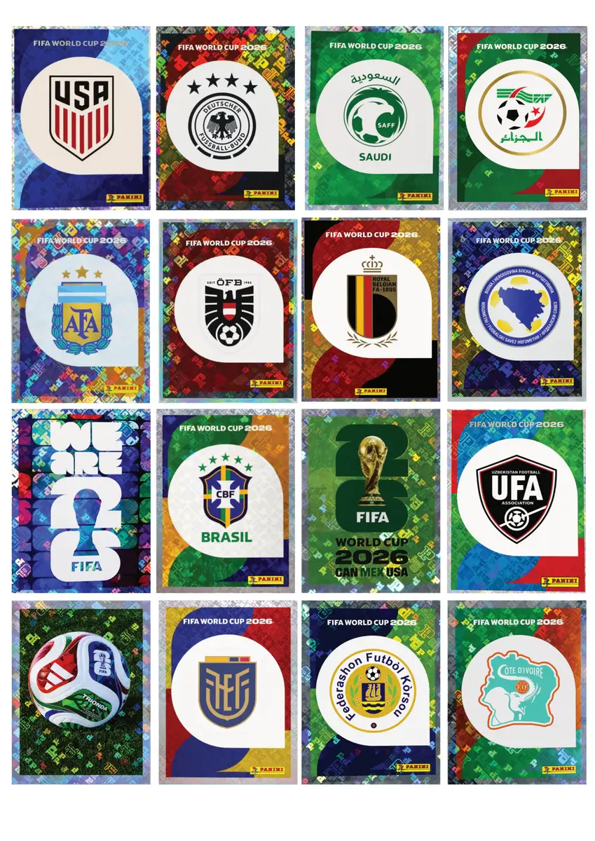 PDF Figurinhas Copa 2026 Holográficas + FWC para Imprimir 2 Coleção de figurinhas digitais da Copa do Mundo FIFA 2026 com escudos de seleções.