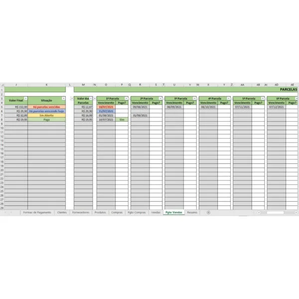Planilha Controle De Vendas, Estoque, Compras E Pagamentos
