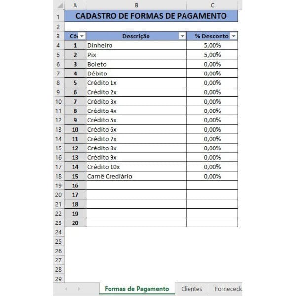 Planilha Controle Vendas Estoque Compras Clientes Fornecedor