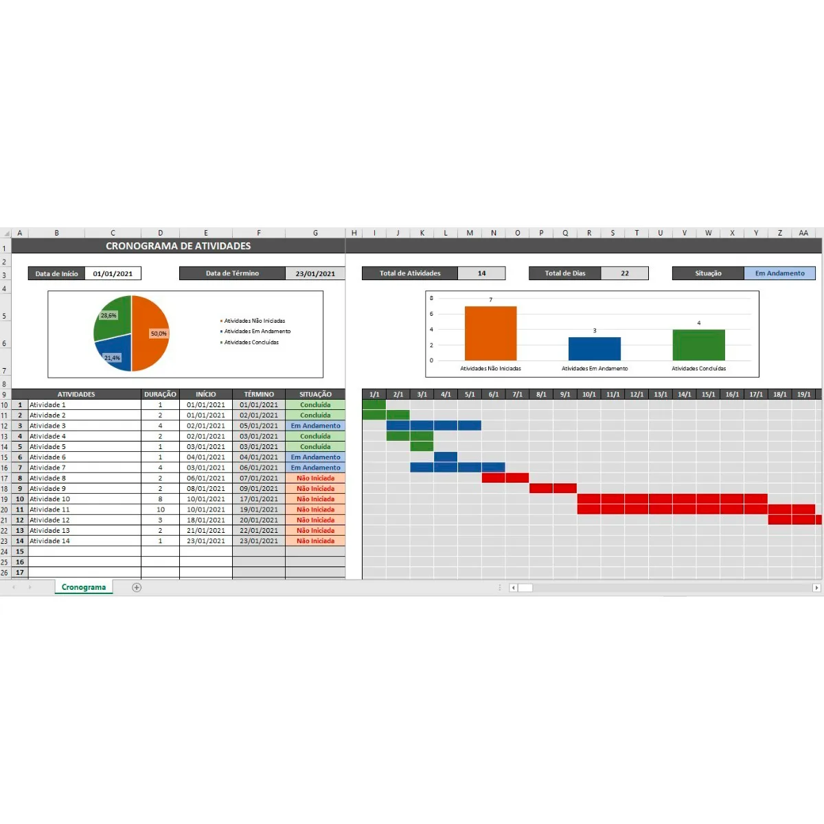 Planilha Cronograma De Atividades Excel Simples Gestão