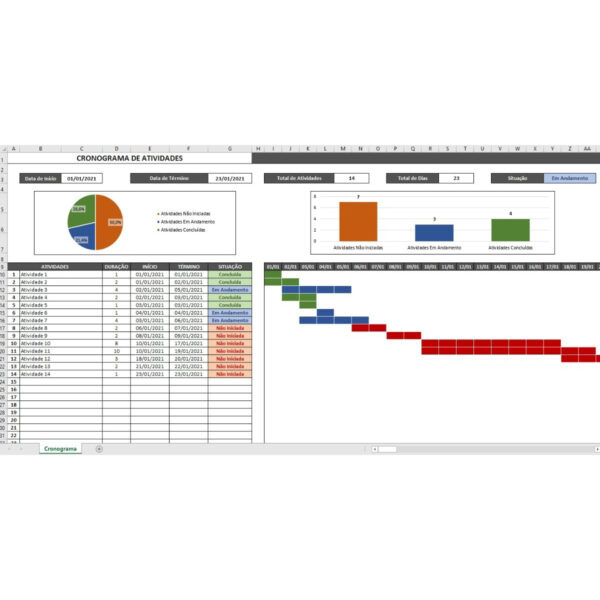 Planilha Cronograma De Atividades Excel Simples Gestão