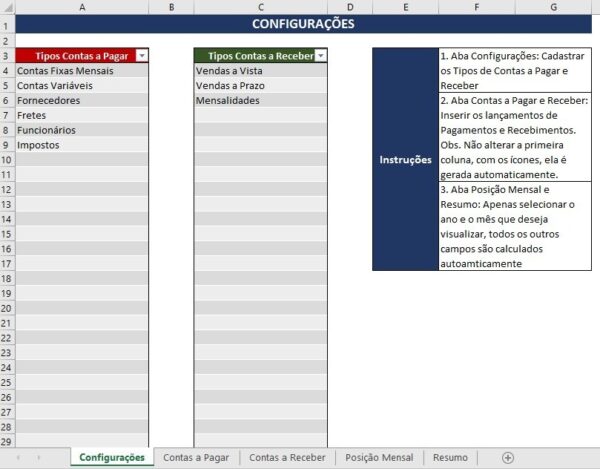 Planilha Excel Contas A Pagar E Receber Simples E Objetiva