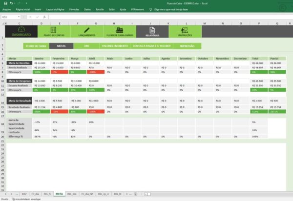 Planilha Excel Para Controle De Fluxo De Caixa Empresarial