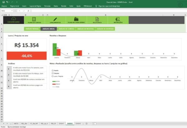 Planilha Excel Para Controle De Fluxo De Caixa Empresarial
