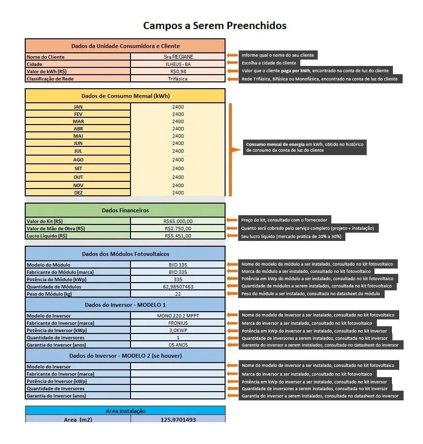 Planilha P/ Calculo De Energia Solar Com Proposta Orçamento 1 Planilha P/ Calculo De Energia Solar Com Proposta Orçamento