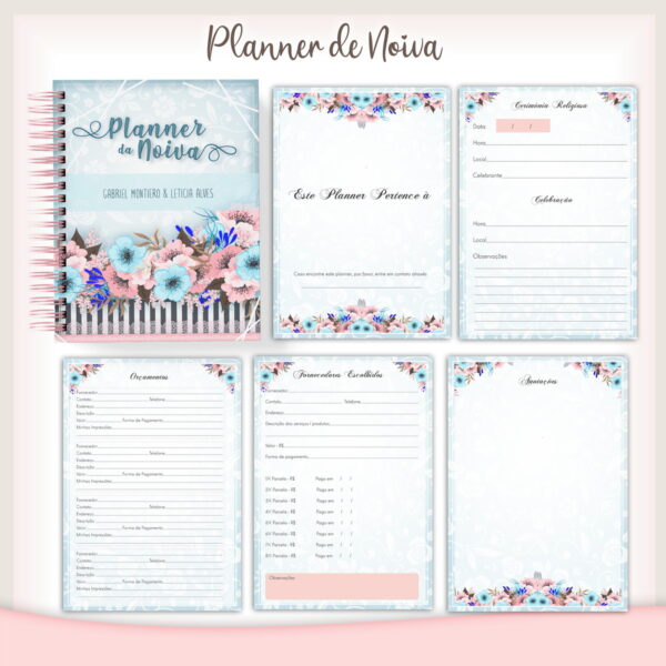 Planner da Noiva Floral Azul