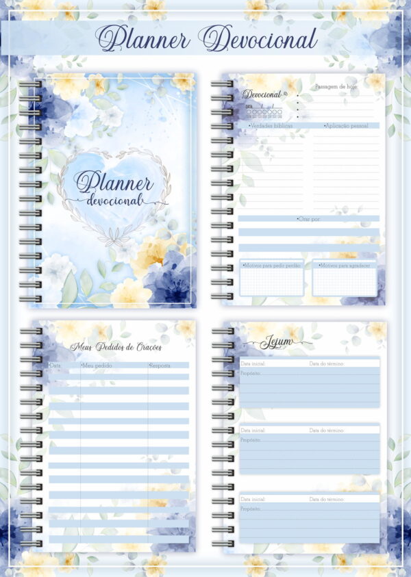 Planner Devocional Azul + Arte para Caneca