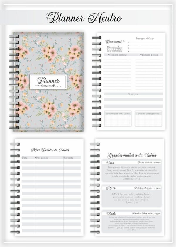 Planner Devocional Neutro + Arte para Caneca - Arq. Digital