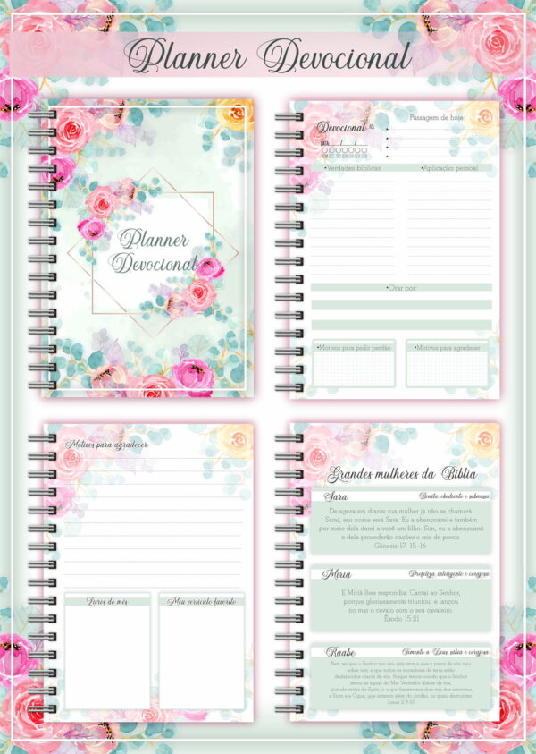 Planner Devocional Rosa + Arte para Caneca