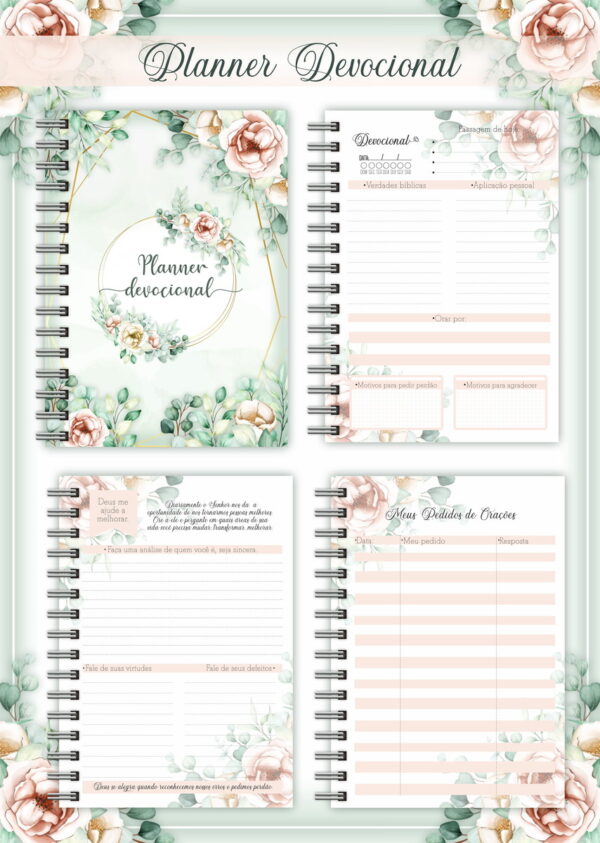 Planner Devocional Verde + Arte para Caneca - Arq. Digital