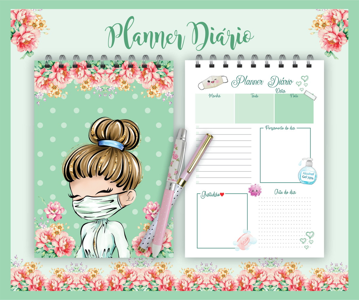 Planner Diário Nossos Heróis Corona - Verde 1 Planner Diário Nossos Heróis Corona - Verde