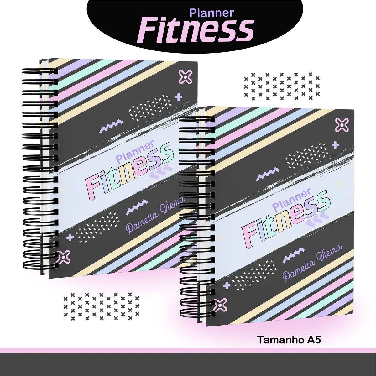 Planner Fitness Feminino Rosa e Preto 1 Planner Fitness Feminino Rosa e Preto