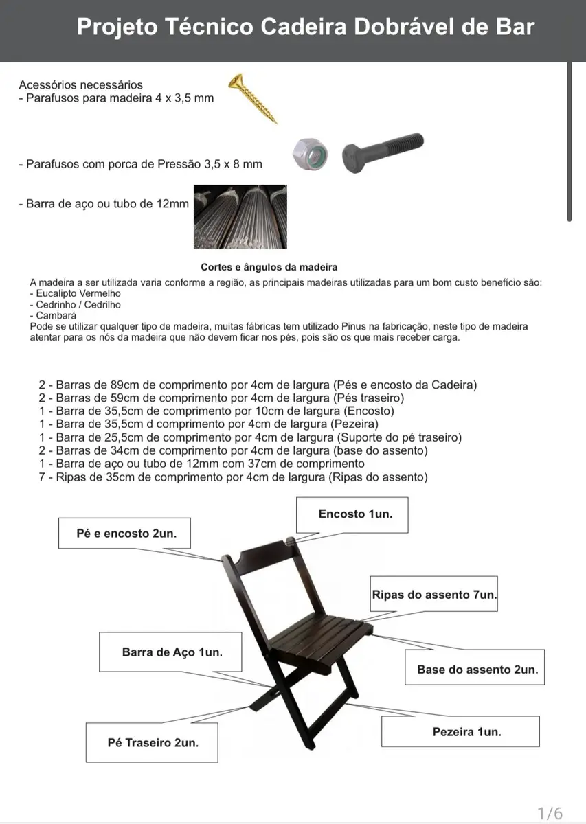Projeto Mesa e Cadeira de Madeira Dobrável para Bar em PDF 2 Projeto Mesa E Cadeira De Madeira Dobravel Para Bar Em Pdf 7