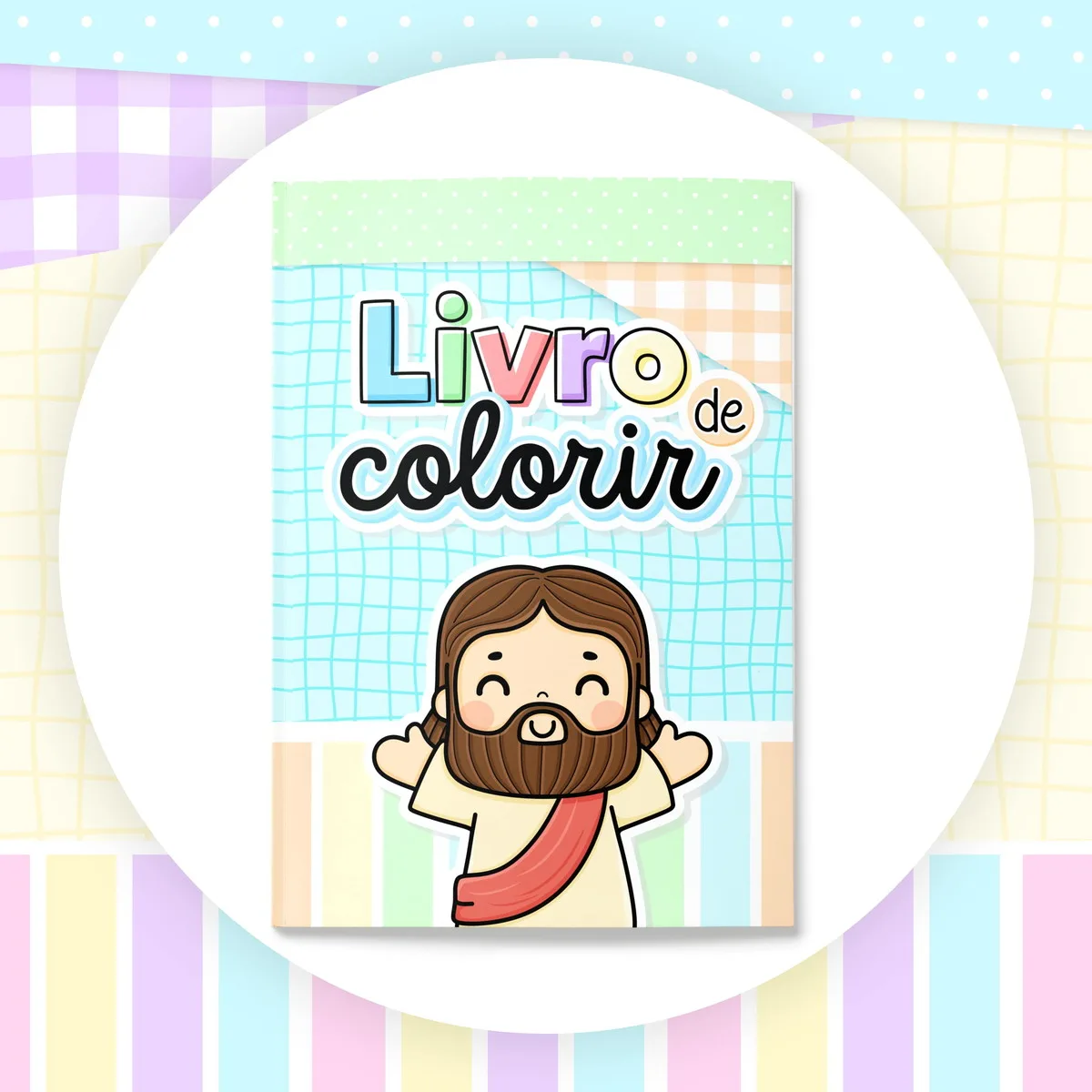 Arte digital de capa de livro de colorir com um homem barbudo sorrindo.