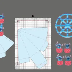 Arquivo digital para montagem de uma roda gigante com personagens azuis e sol.