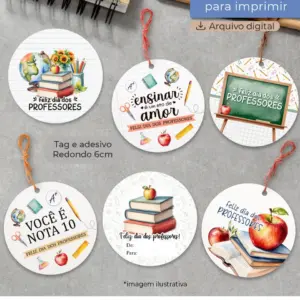 Tag Redonda 6cm para Professores Personalizada