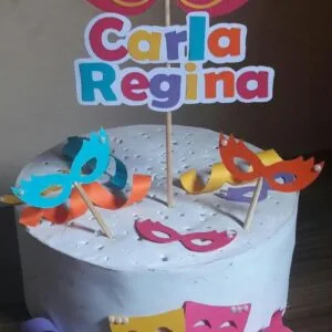 Topo de Bolo Carnaval Máscaras
