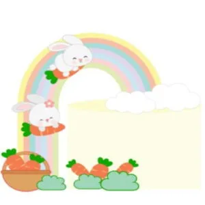 Topo de Bolo Coelhos Arco Iris Camadas