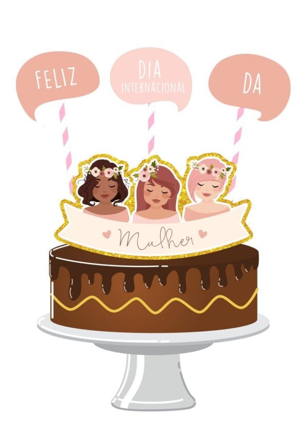 Topo de Bolo Dia das Mulheres Mod4