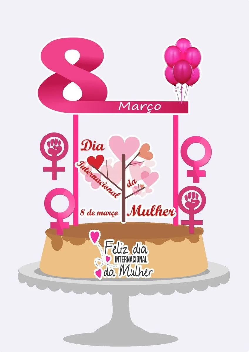 Topo de Bolo Dia das Mulheres 1 Topo de Bolo Dia das Mulheres