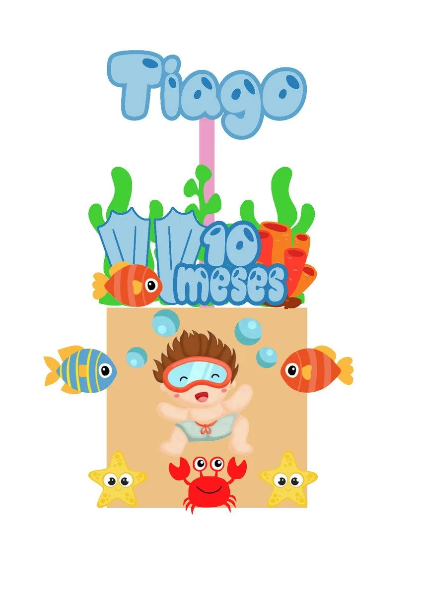 Topo de Bolo Fundo do Mar Menino