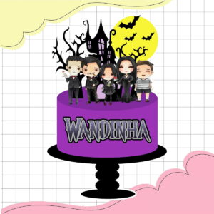 Topo de Bolo Wandinha Cute - Arquivo Digital